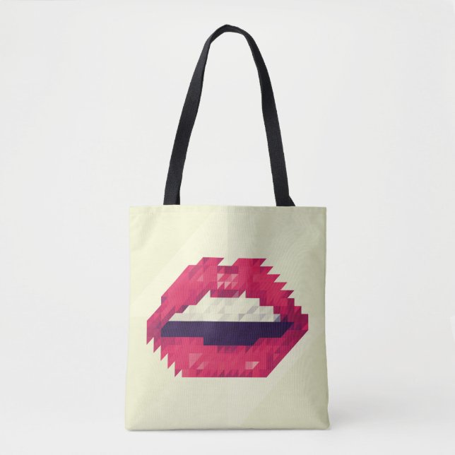 Bolso De Tela Red lips made of small triangles, pixelshipster,pi (Anverso)