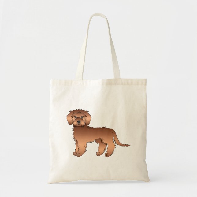 Bolso De Tela Red Mini Goldendoodle Cute Cartoon Dog (Frente)