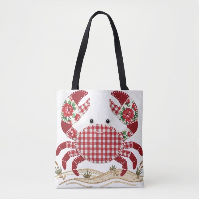 Bolso De Tela Red Patchwork Quilt Crab (Anverso)