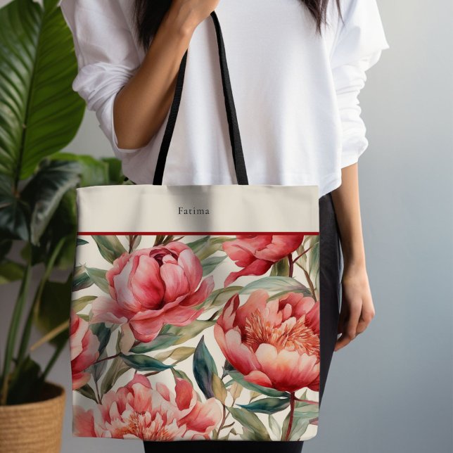 Bolso De Tela Red Peony Bold Floral (Red Peony Tote)