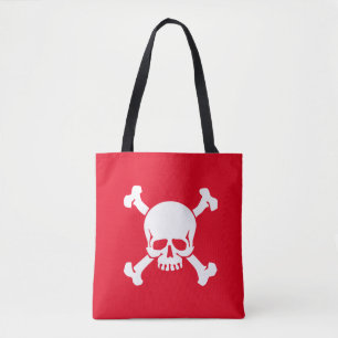 Bolso De Tela Red Pirate, Skull and Crossbones, Flag