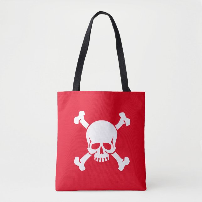 Bolso De Tela Red Pirate, Skull and Crossbones, Flag (Anverso)