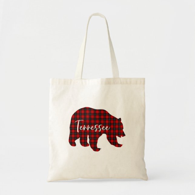 Bolso De Tela Red Plaid Tennessee Bear Matando Familia Pajama (Frente)
