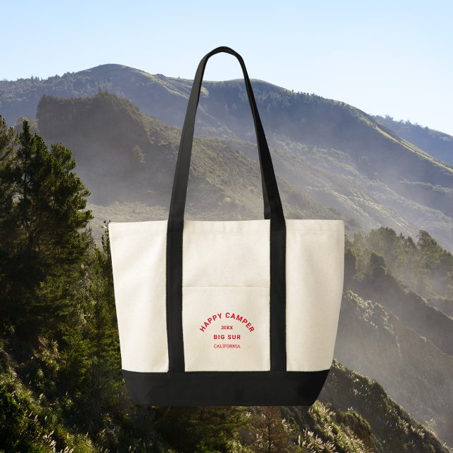 Bolso De Tela Red Retro Feliz Camper Camping Trigo negro (Subido por el creador)
