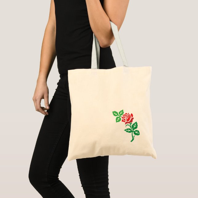 Bolso De Tela Red Rose Flower Design – Classic Floral Beauty (Anverso (producto))
