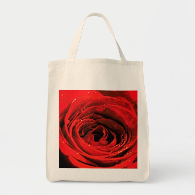 Bolso De Tela Red Rose Flower Valentine Storage Beach (Frente)