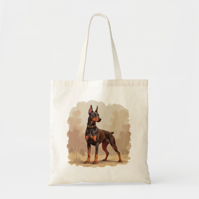 Bolso De Tela Red Rust Brown Doberman Pinscher Dog (Frente)
