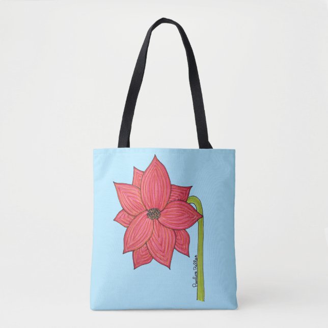 Bolso De Tela Red Star Flower (Anverso)