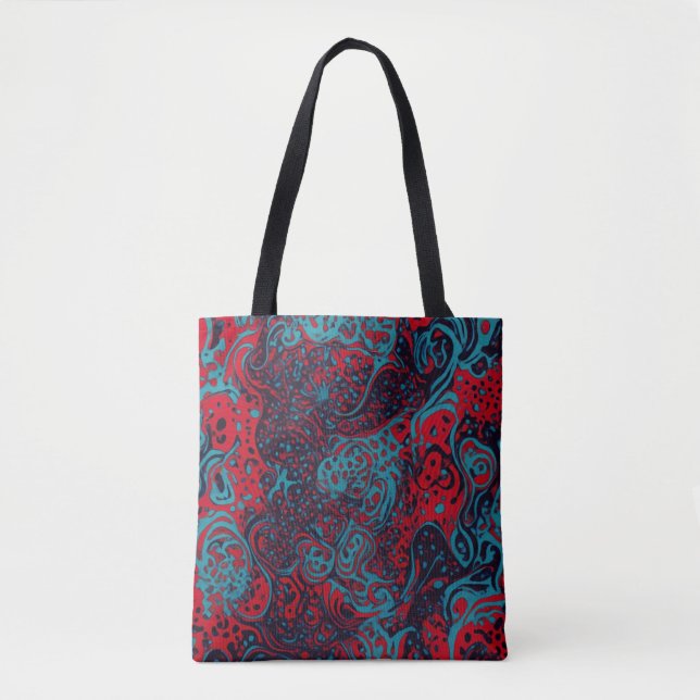 Bolso De Tela Red Turquoise Marble Abstract Pattern (Anverso)