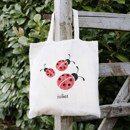 Bolso De Tela Red Watercolor Ladybugs Personalizado