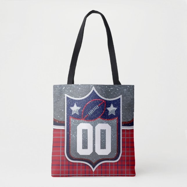 Bolso De Tela Red White and Blue School Football Jersey (Anverso)