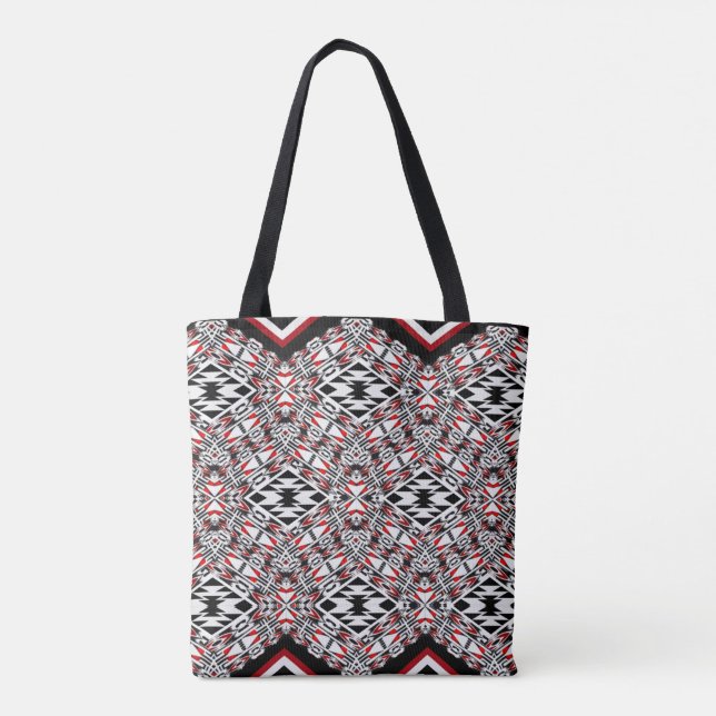 Bolso De Tela Red, White & Black Tribal Tapestry Tote (Reverso)