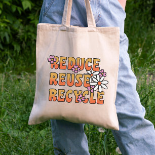 Bolso De Tela Reducir, Reutilizar, Reciclar Mensaje social pos