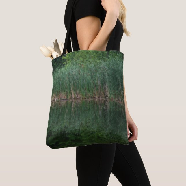 Bolso De Tela Reflexiones Cattail En Pond (Detalle)