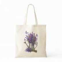 Regadera de lavanda con acuarela rústica