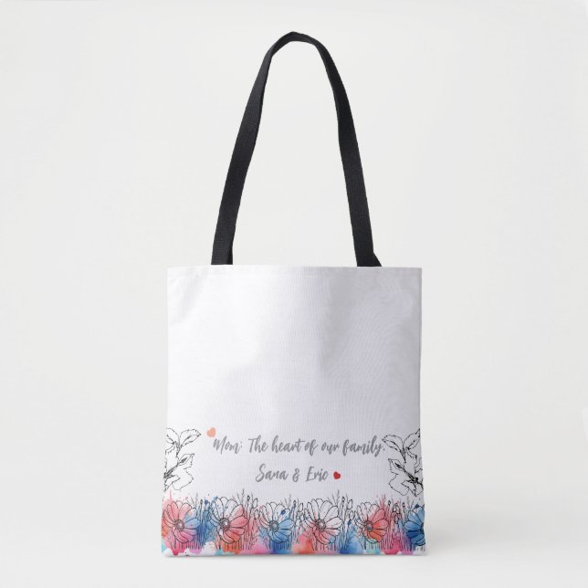 Bolso De Tela Regalo acuático floral moderno para mamá con cita (Anverso)