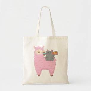 Bolso De Tela Regalo de Alpaca, Gato montando Llama, Amantes de 