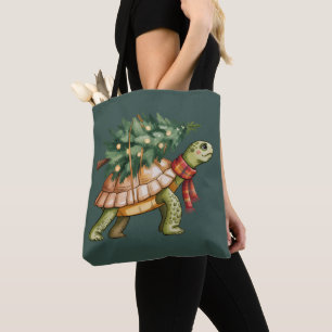 Bolso De Tela Regalo de amante de tortuga marina de Navidad Árbo