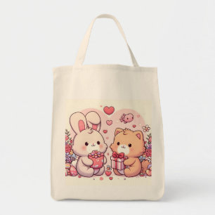 Bolso De Tela Regalo de amor de osito conejito kawaii lindo