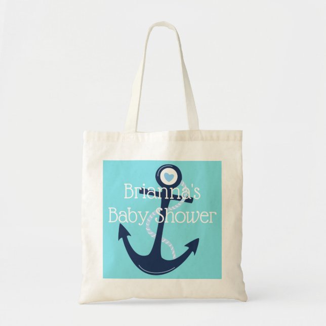 Bolso De Tela Regalo de Baby Shower de la Marina Verde azulada N (Frente)