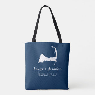 Bolso De Tela Regalo de Boda de mapa de bacalao azul y blanco de