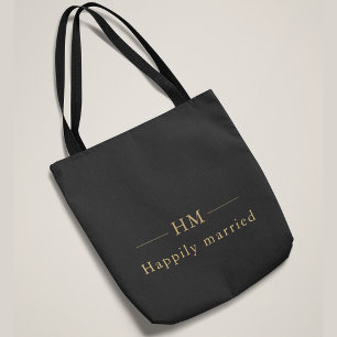 Bolso De Tela Regalo de boda personalizado con monograma de oro 