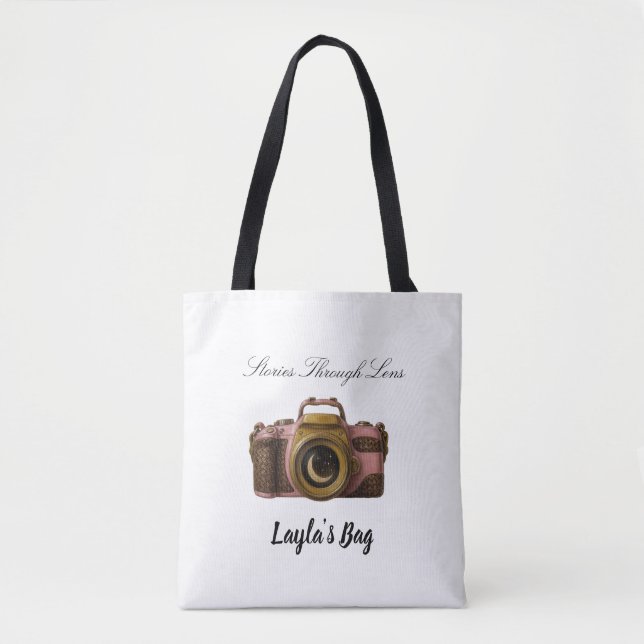 Bolso De Tela Regalo de cámara de nombre personalizado viral ele (Anverso)