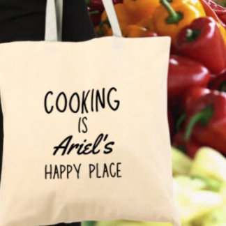 Bolso De Tela Regalo de cocina personalizada Happy Place Cook Fo