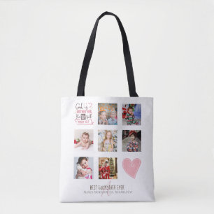 Bolso De Tela Regalo de COLLAGE DE FOTOS de GODMOTHER con verso