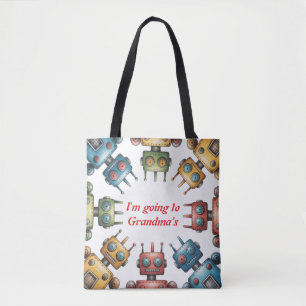 Bolso De Tela Regalo de Cumpleaños para Niño de Robots Retro Col