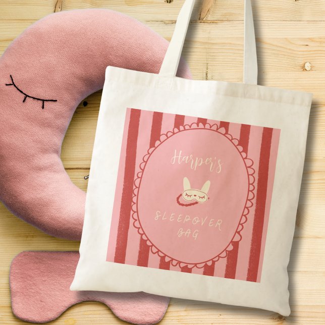 Bolso De Tela regalo de cumpleaños para pijamada (sleepover slumber birthday party girl teen vintage personalized sleepover tote bag party favor)