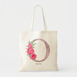 Bolso De Tela Regalo de dama de honor con inicial O de rosa eleg