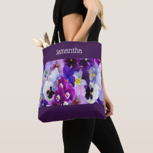 Bolso De Tela Regalo de dama de honor floral morado azul blanco 