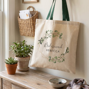 Bolso De Tela Regalo de Dama de Honor Verde Eucalipto Geométrico