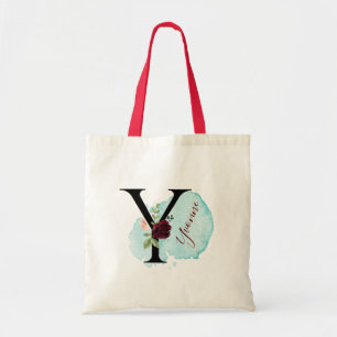 Bolso De Tela Regalo de ducha de novia y floral de borgoña perso