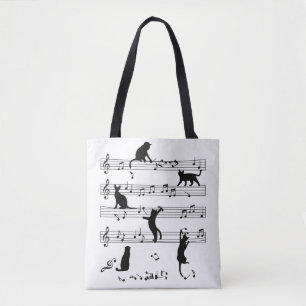 Bolso De Tela Regalo De Gato Y Música De Amante, Música De Nota