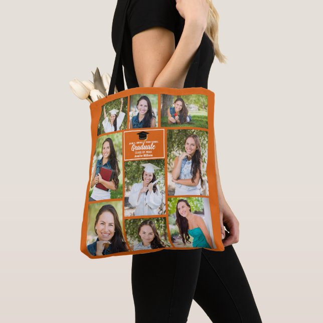Bolso De Tela Regalo de graduación de Collage de fotos naranja (Detalle)