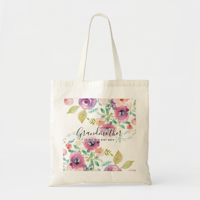 Bolso De Tela Regalo de la abuela - Bonito Flores rosas (Frente)