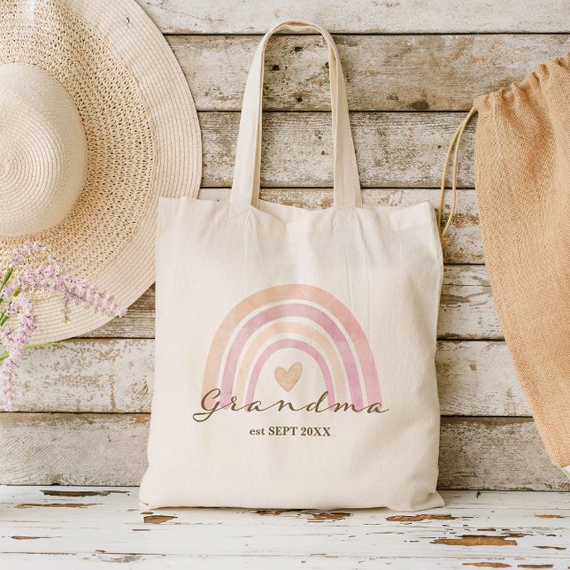 Bolso De Tela Regalo de la abuela del corazón del arcoiris (Subido por el creador)