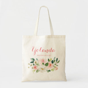 Bolso De Tela Regalo de la dama de honor floral de la flor de co