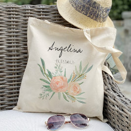 Bolso De Tela Regalo de la dama de honor floral rosa de Rubor