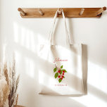 Bolso De Tela Regalo de la dama de honor Personalizado de cereza<br><div class="desc">Verano Vintage Cherries Rojas Boho Personalizado de la Naturaleza Bridesmaid Regalo Tote Bag</div>