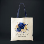 Bolso De Tela Regalo de la dama de honor Royal Blue Yellow Gold<br><div class="desc">Elegante bolsa de regalo de doncella de oro azul real con un elegante ramo de azul real,  marina,  oro,  flores de rosa de color amarillo y hojas de eucalipto. Comuníquese conmigo para obtener ayuda sobre la personalización o si necesita cualquier otro producto con este diseño.</div>
