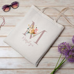 Bolso De Tela Regalo de la fiesta de Bachelorette de la dama de<br><div class="desc">Moda y floral vintage de moda monogramada inicial y nombre de la fiesta de soltera de la bolsa de tote. El regalo ideal para tus chicas favoritos.</div>