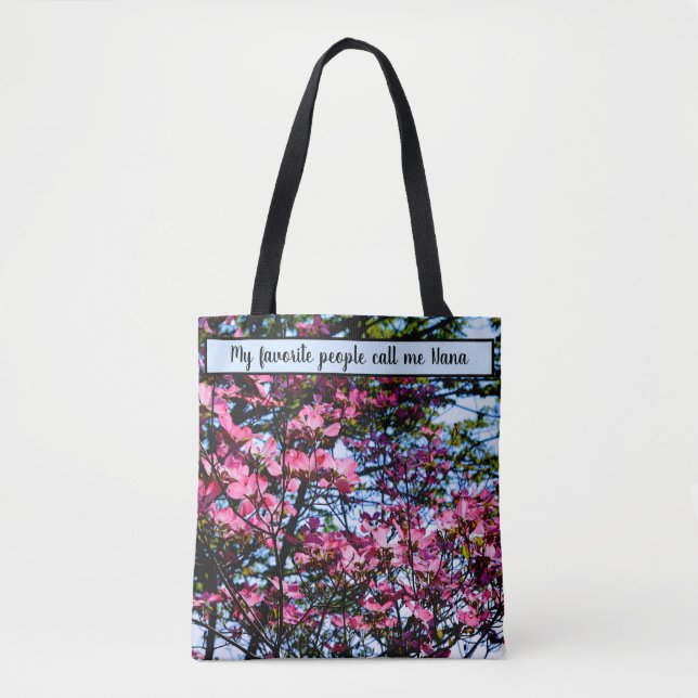 Bolso De Tela Regalo de madera rosada florida para ella (Anverso)