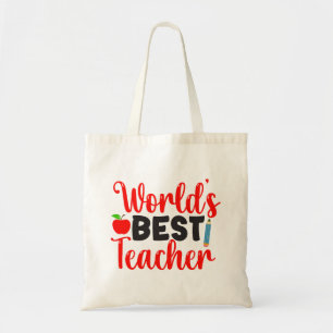 Bolso De Tela Regalo de Manzana para la Mejor Maestra del Mundo 