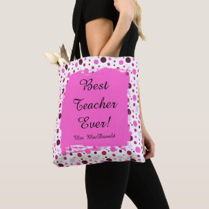 Bolso De Tela Regalo de mejor maestro con lunares rosados