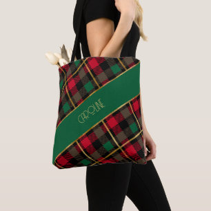 Bolso De Tela Regalo de Navidad con patrón de cuadros rojos boho
