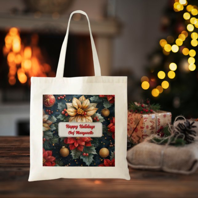 Bolso De Tela Regalo de Navidades de Chef con Floral Personaliza (Subido por el creador)