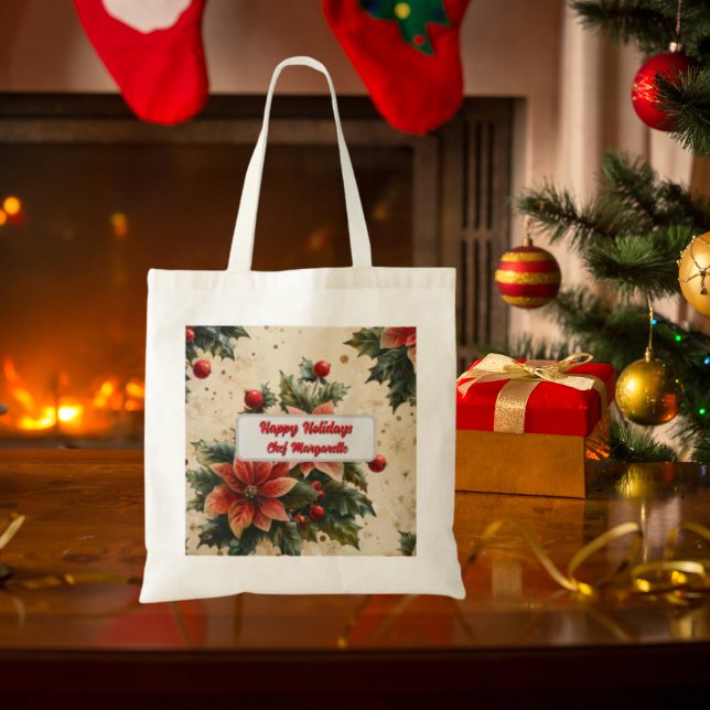 Bolso De Tela Regalo de Navidades de Chef con Floral Personaliza (Subido por el creador)